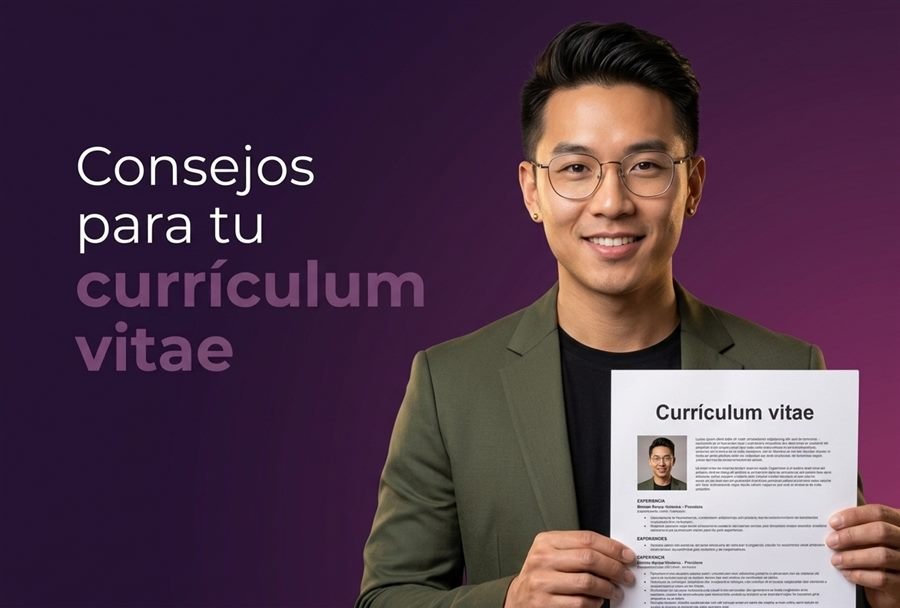 Persona sujetando su currículum vitae